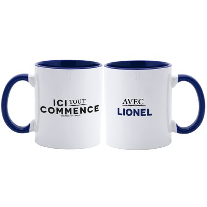 Mug Bicolore BLANC et BLEU MARINE ITC Personnalisable