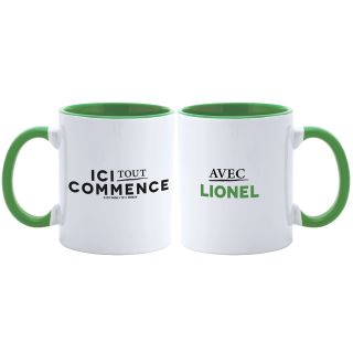 Mug Bicolore BLANC et VERT ITC Personnalisable