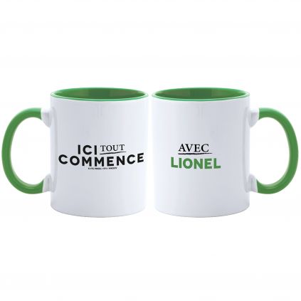 Mug Bicolore BLANC et VERT ITC Personnalisable