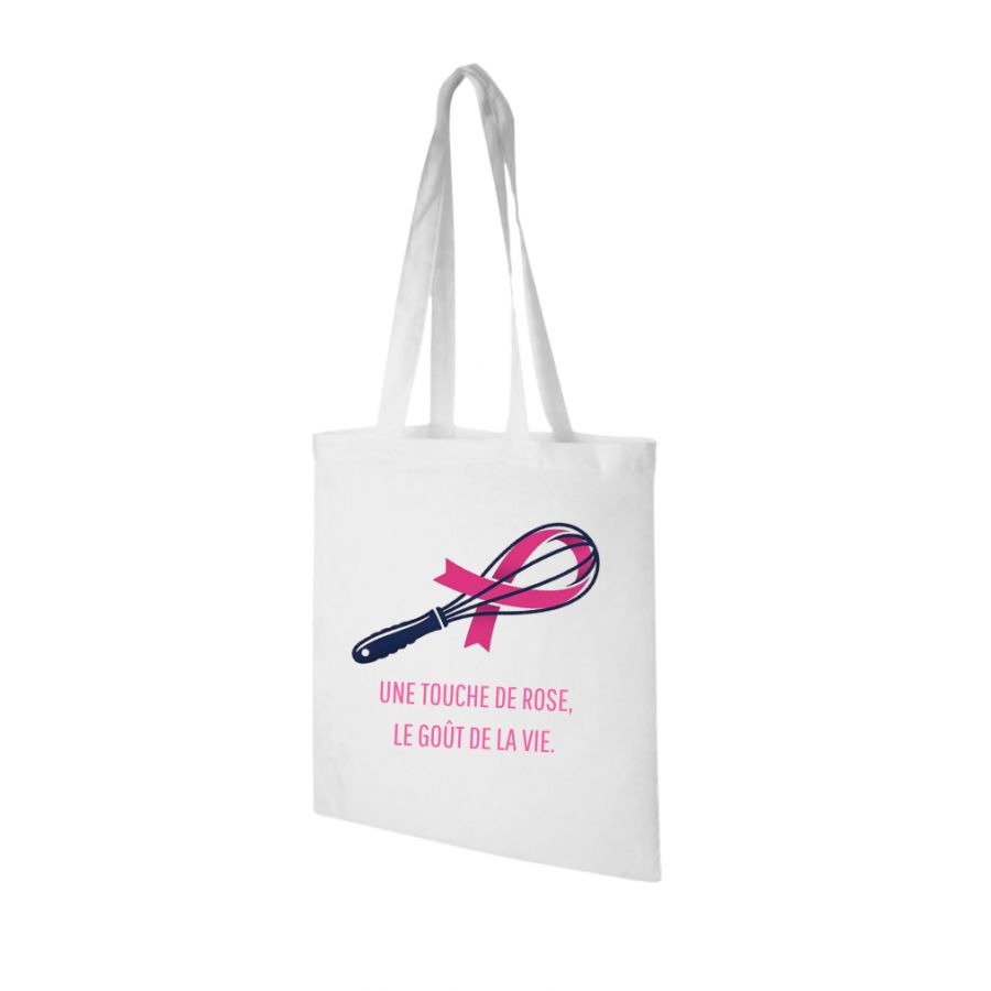 Tote bag Blanc Une Touche de Rose, le Goût de la Vie