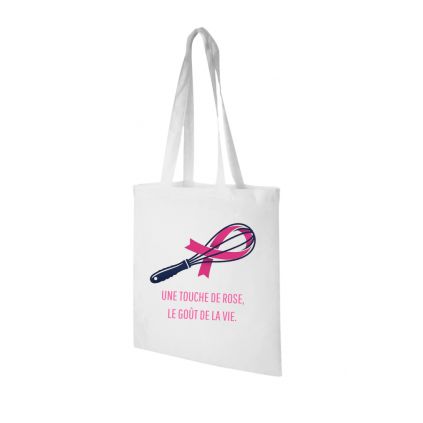 Tote bag Blanc Une Touche de Rose, le Goût de la Vie