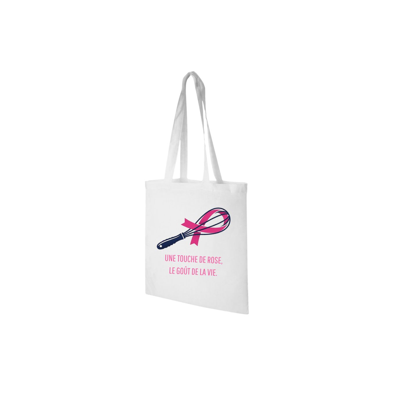 Tote bag Blanc Une Touche de Rose, le Goût de la Vie